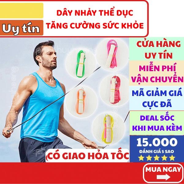 Dây nhảy tập thể dục cán gỗ dây nhựa chất lượng tốt