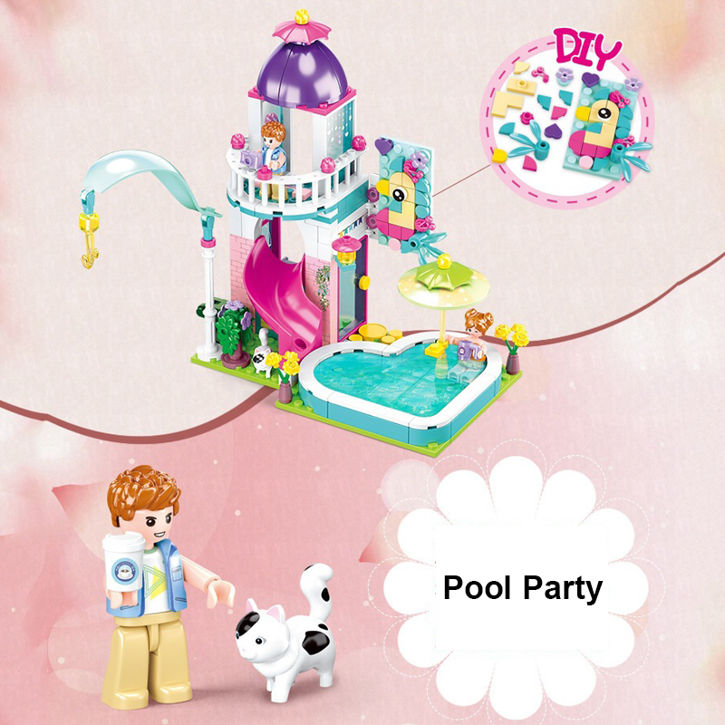 Đồ Chơi Lắp Ghép Xếp Hình Tiệc Bể Bơi Tại Công Viên Nước Trái Tim Pool Party Model B0971 Với 230 Mảnh Ghép,Đồ Chơi Bé Gái