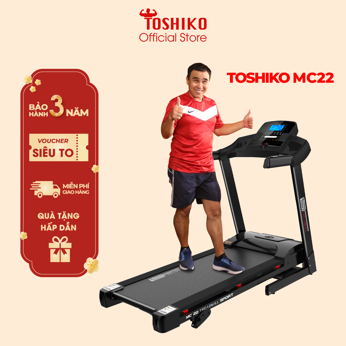 Máy chạy Toshiko MC22 PRO, giúp tăng cơ, giảm mỡ, rèn luyện sức khỏe, bảo hành 3 năm tại nhà