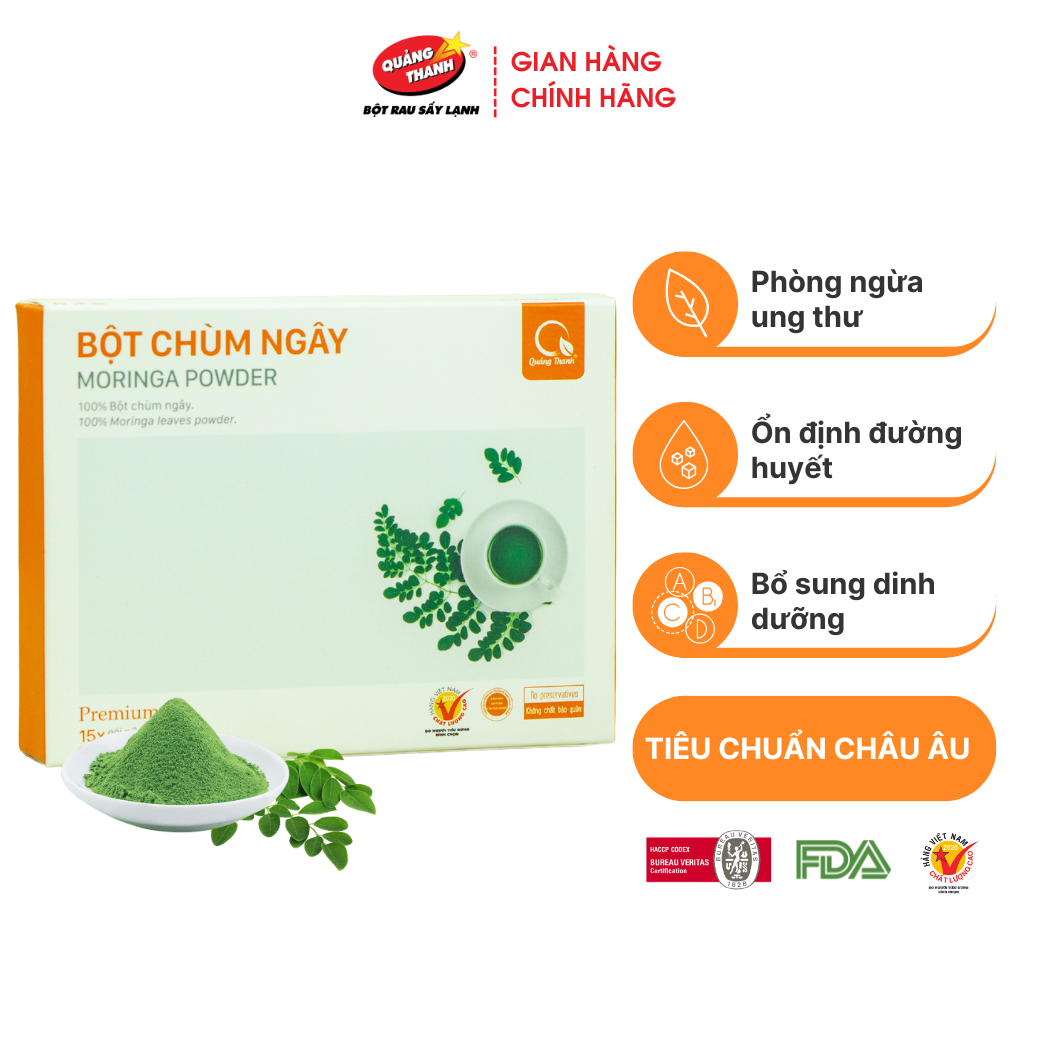 Bột Chùm Ngây Sấy Lạnh Nguyên Chất Hộp 45g - Bột dinh dưỡng ăn dặm cho bé, tăng cường sức khỏe