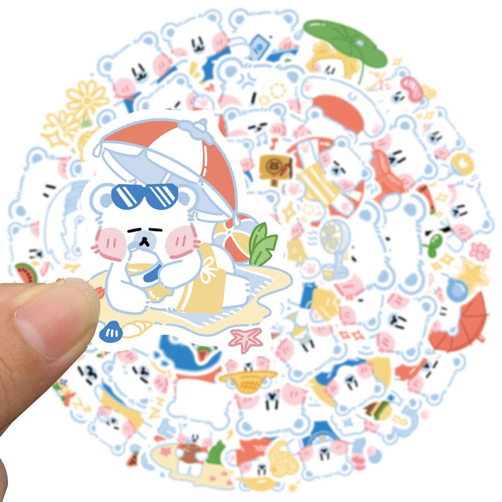 Sticker gấu trắng chibi hoạt hình cute trang trí mũ bảo hiểm,guitar,ukulele,điện thoại,sổ tay,laptop-mẫu S86