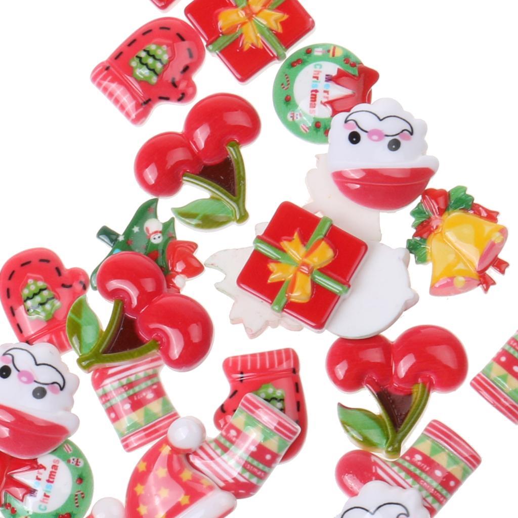 10 Pieces Mixed Enamel Christmas Charms Pendants DIY Xmas Jewelry Gifts Decorations &amp; 50 Pieces Assorted Resin Flatback Cabochons Christmas Beads Embellishments for DIY Crafts