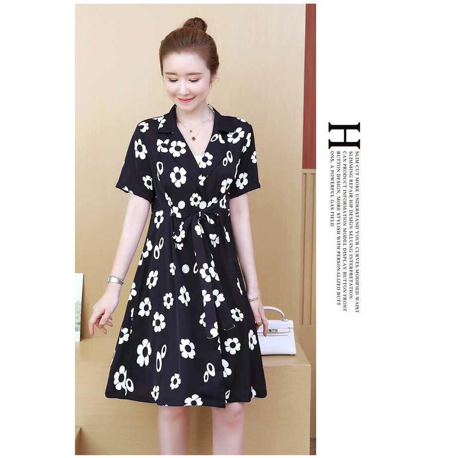 Đầm vest hoa cột eo