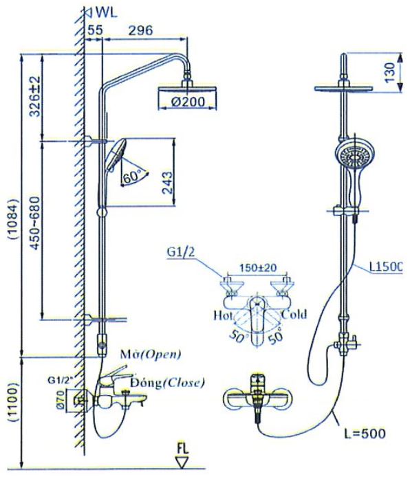 Sen cây tắm đứng Inax BFV-1405S