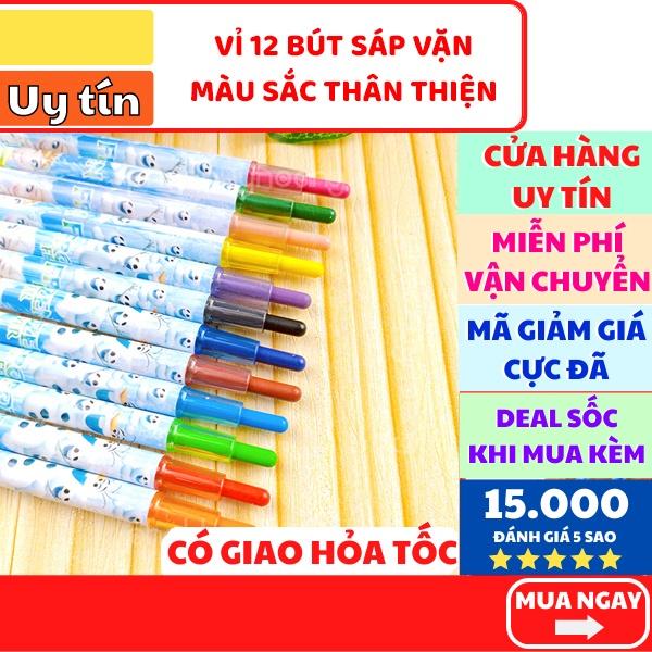 Vỉ 12 cây bút sáp vặn tô màu loại đẹp chất lượng cao