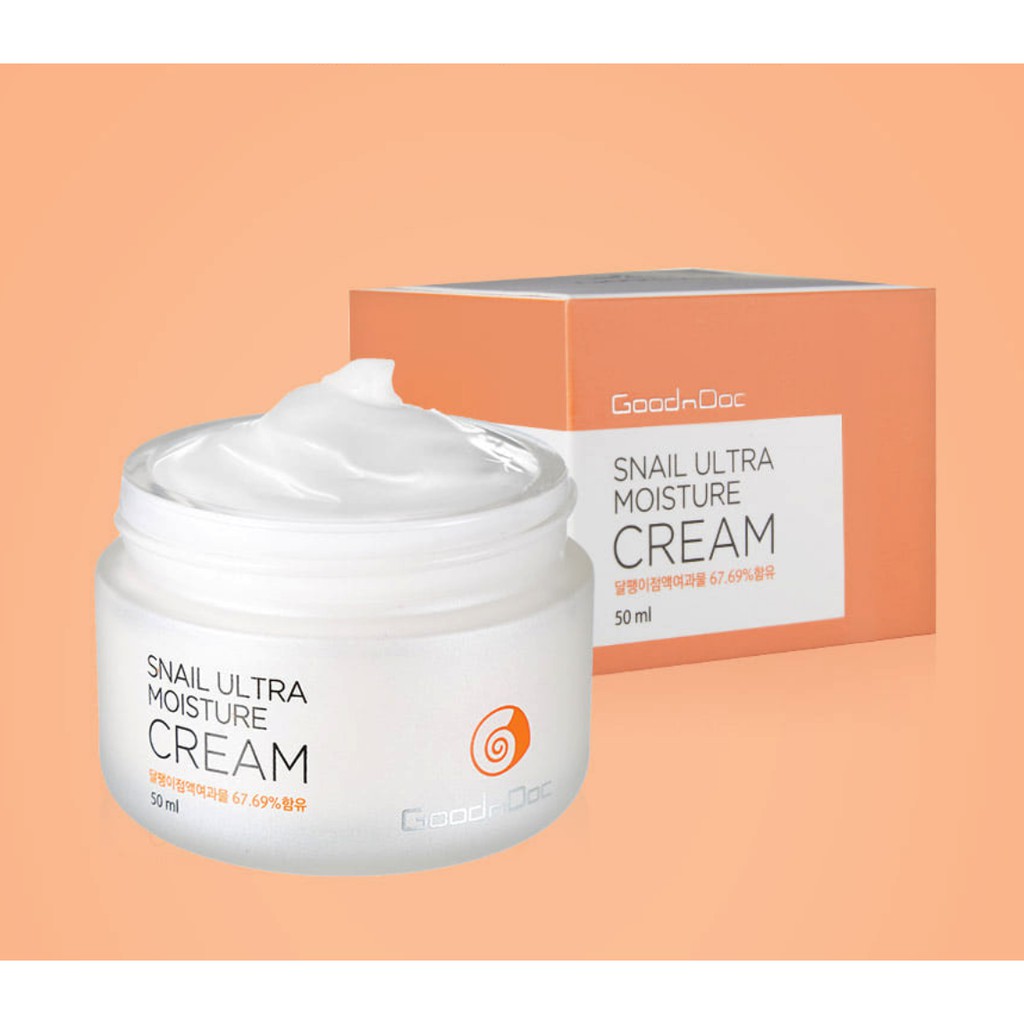 Kem dưỡng da ốc sên GoodnDoc Snail Ultra Moisture Cream 50ml, có tác dụng chống lão hóa, ngăn ngừa các nếp nhăn