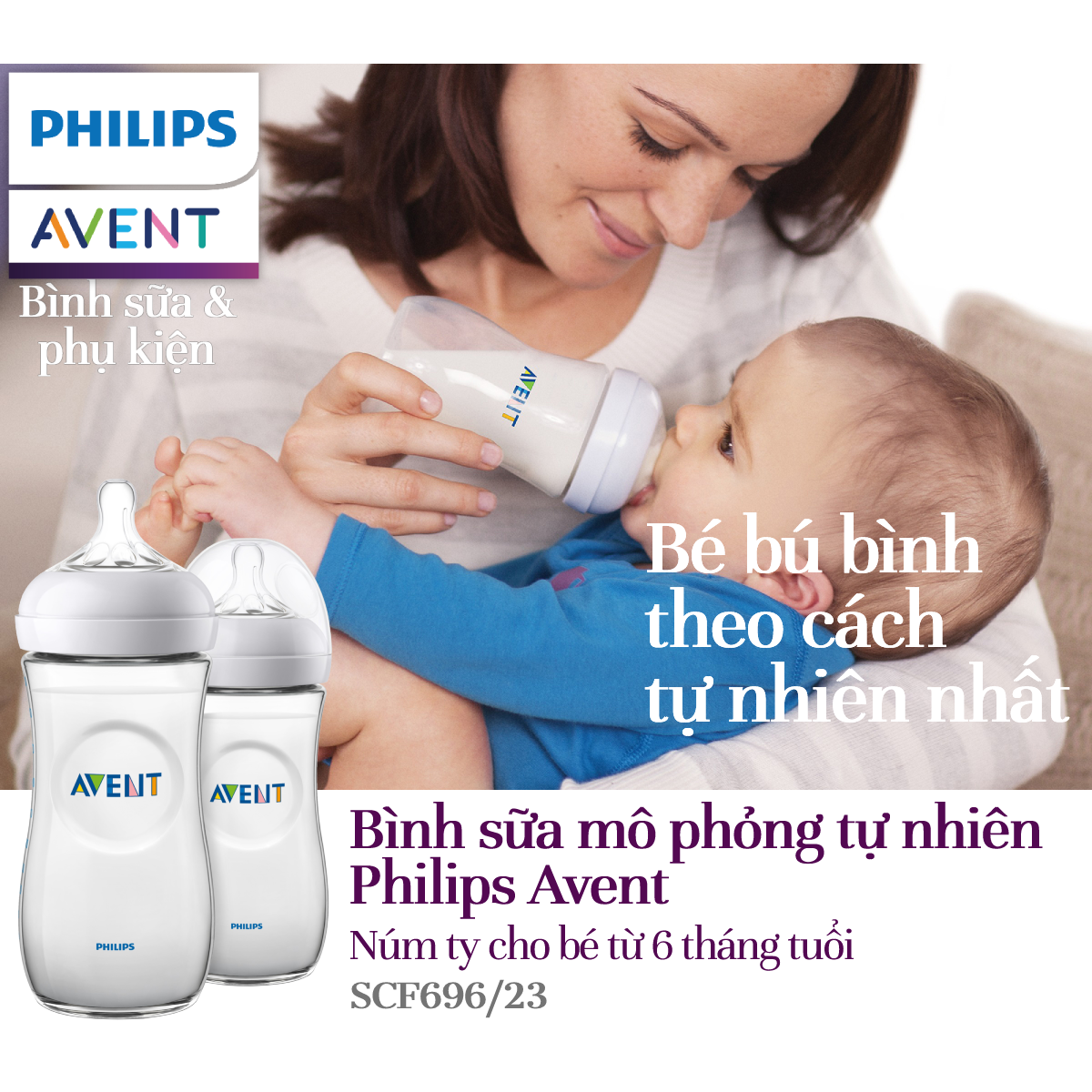 Hộp 2 Bình sữa bằng nhựa Philips Avent 330ml cho trẻ từ 6 tháng tuổi SCF696/23
