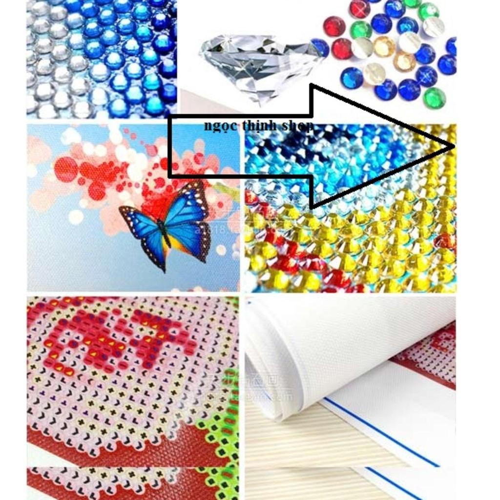 FreeShip từ 250K-Tranh đính đá Bình hoa hồng Y8205 50x50cm