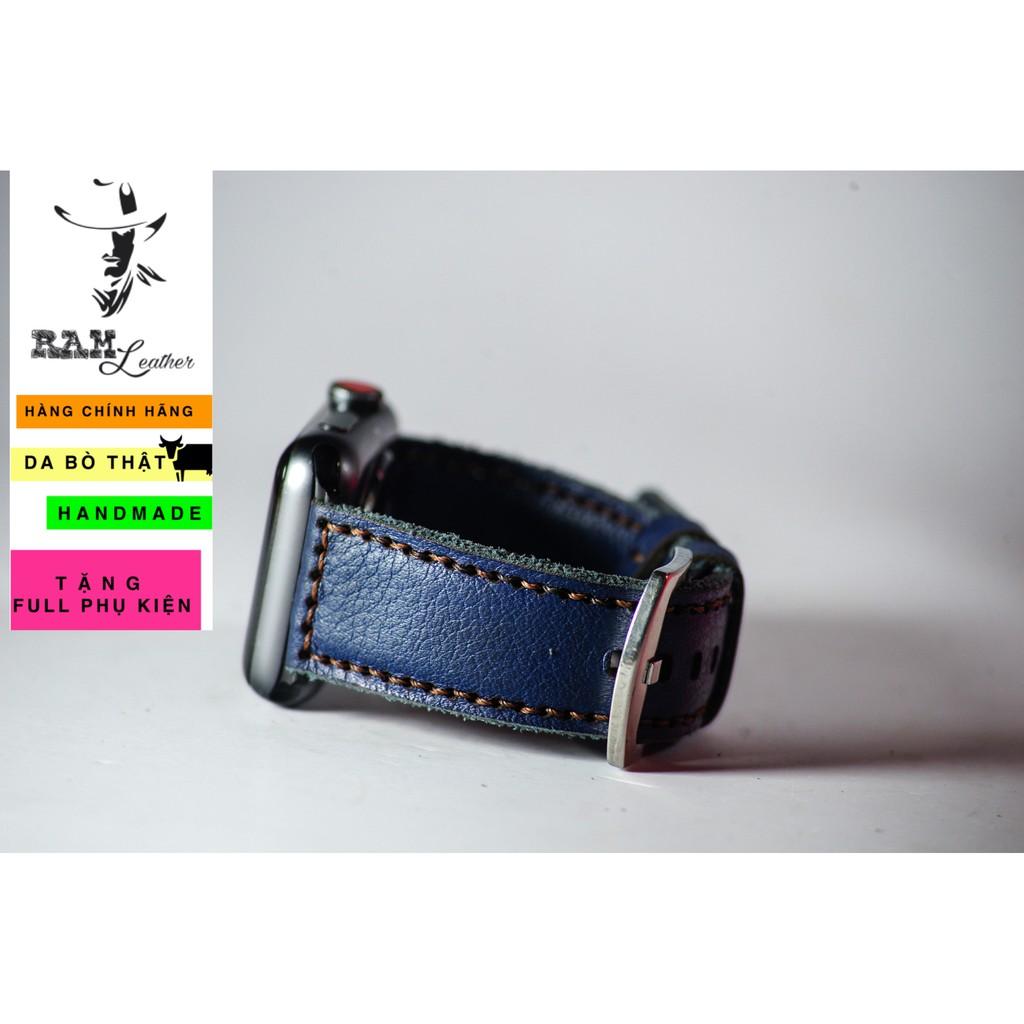 Dây đồng hồ RAM Leather cho apple watch da bò thật xanh navy - RAM classic 1958 - (tặng đầy đủ khóa, chốt,cây thay dây)