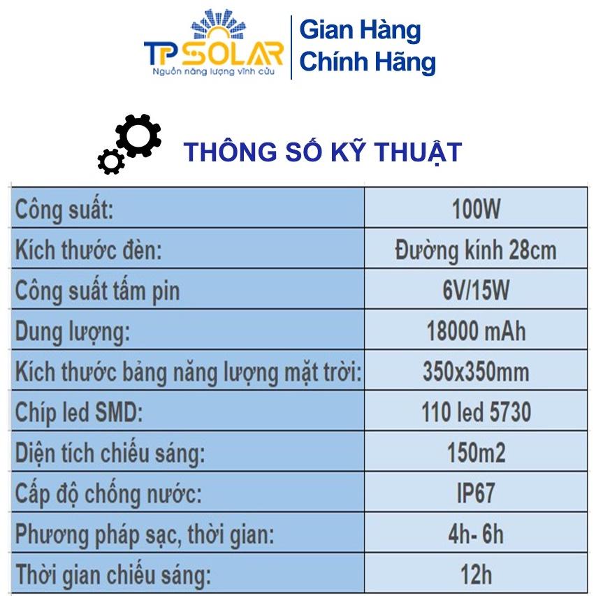 Đèn Áp Trần Năng Lượng Mặt Trời TP Solar TP-A100 TP-A200 TP-A300 3 Công Suất 100W 200W 300W Cảm Biến Tự Động