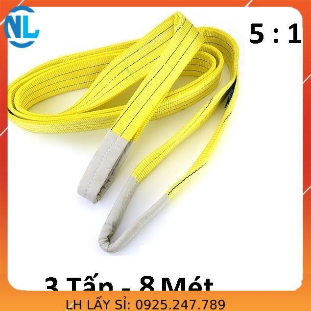Dây cáp vải cẩu hàng 3 Tấn - bản 75mm - Hệ số 5:1 - 8 Mét cáp thép giá sỉ