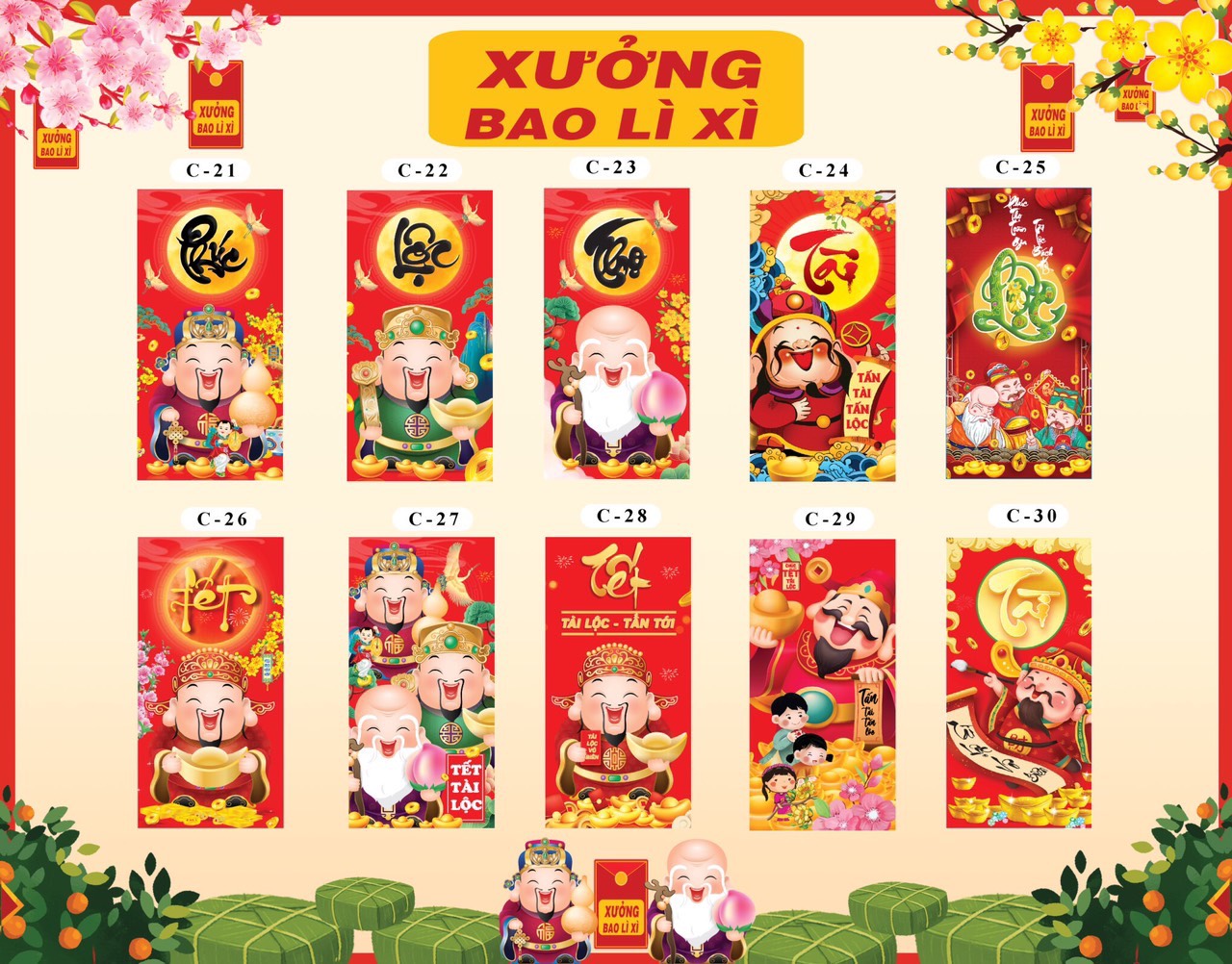 200 bao lì xì shop TỰ THIẾT KẾ