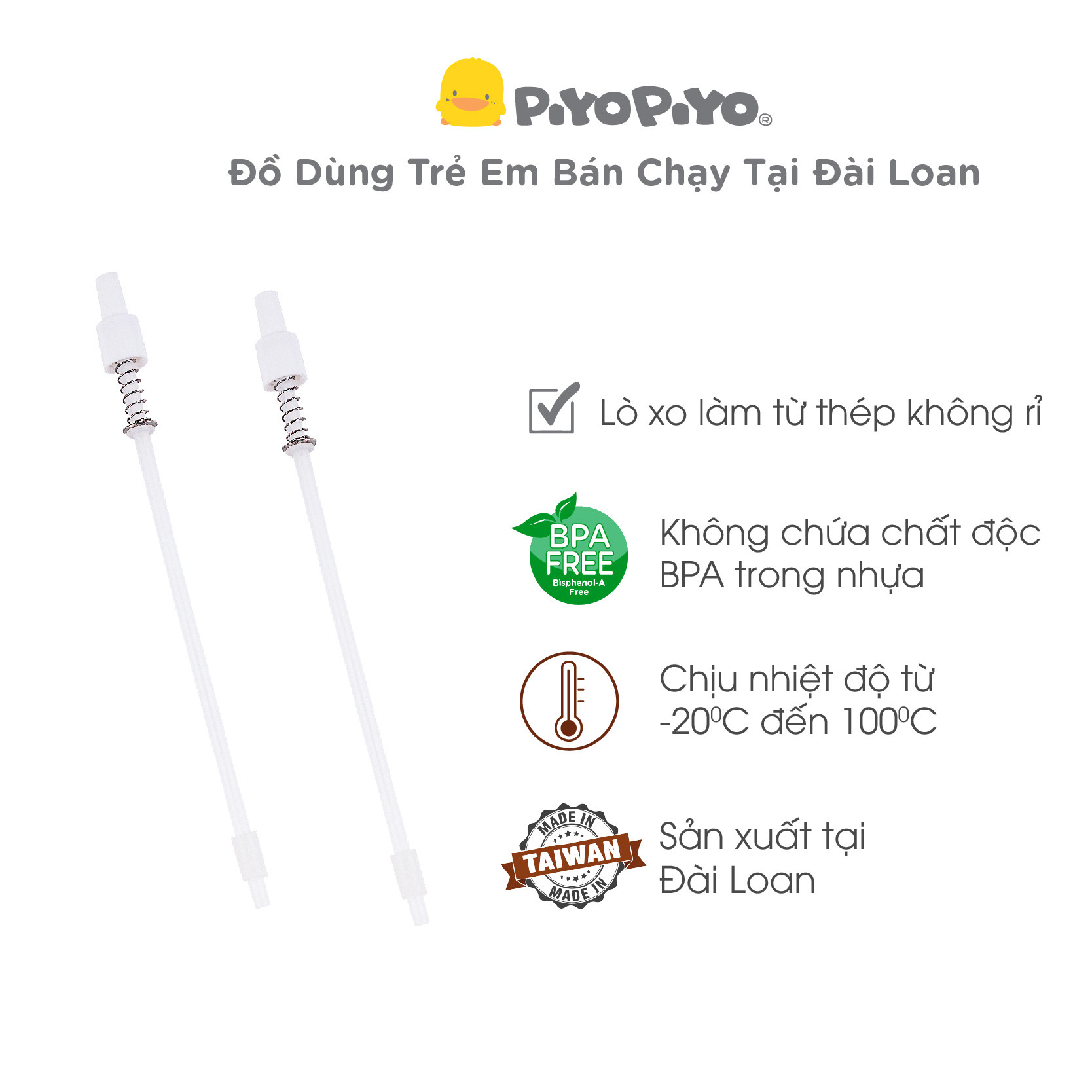 Ống hút thay thế Piyo Piyo PY830365, thay thế vào bình nước 800ml PY830302, 600ml PY 830303, 420ml PY830352