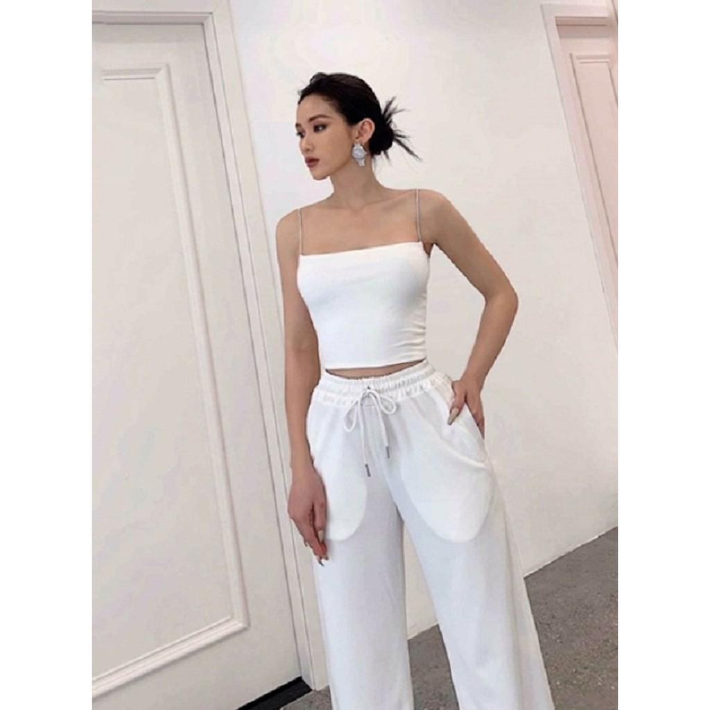 Áo 2 dây sợi bún croptop hàng loại 1 dầy dặn