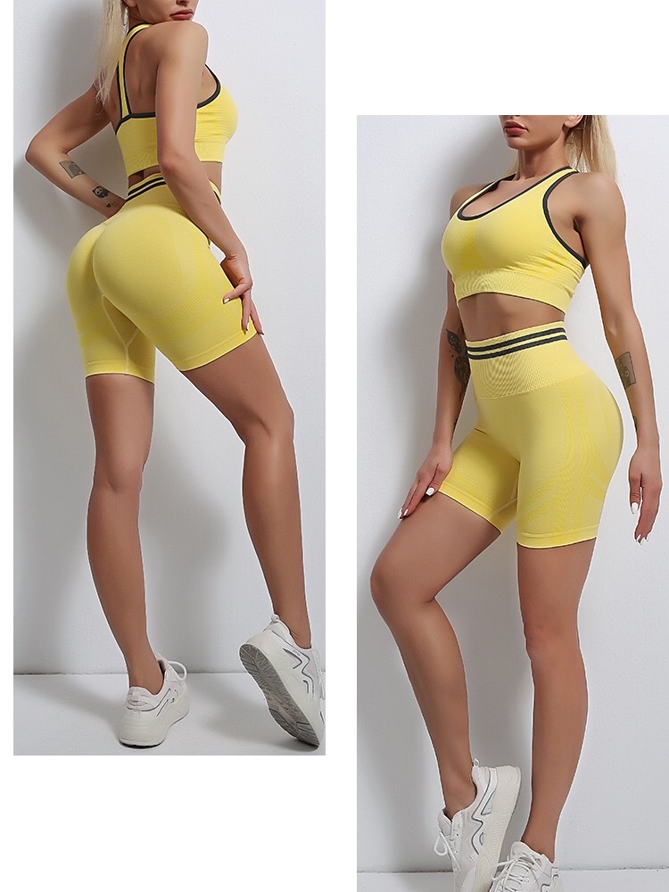 Bộ Đùi Tập GYM Thể Thao Dệt Kim Viền Quần Short Nhún Mông Set Tập Cadio, Chạy Bộ, Đẹp Xe, Erobic