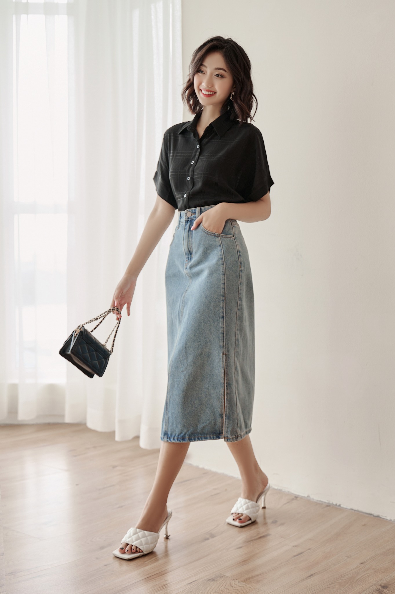 OLV - Chân váy High Waist Demin Skirt