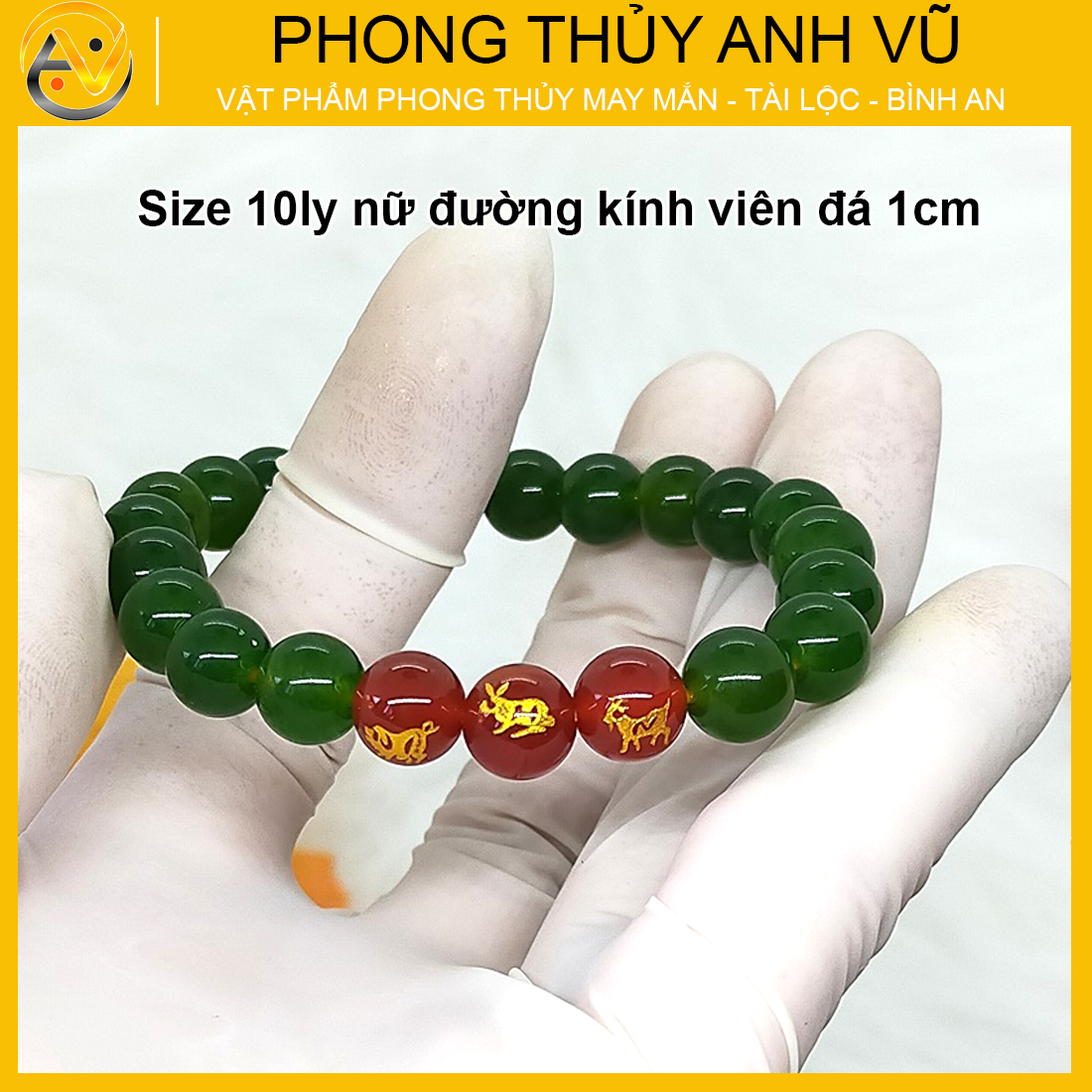 Vòng mã não xanh tam hợp hợi mão mùi đã khai quang - size 8 10ly cho nữ - may mắn tài lộc - Vòng Tam Hợp Anh Vũ