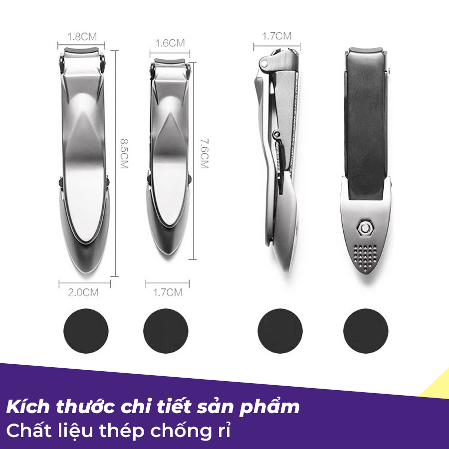 Bấm Móng Tay Chân Mini Chất Liệu Thép Nguyên Khối Đạt Chuẩn Y Tế, Tích Hợp Ngăn Đựng Móng Sạch Sẽ, Phù Hợp Làm Quà Tặng