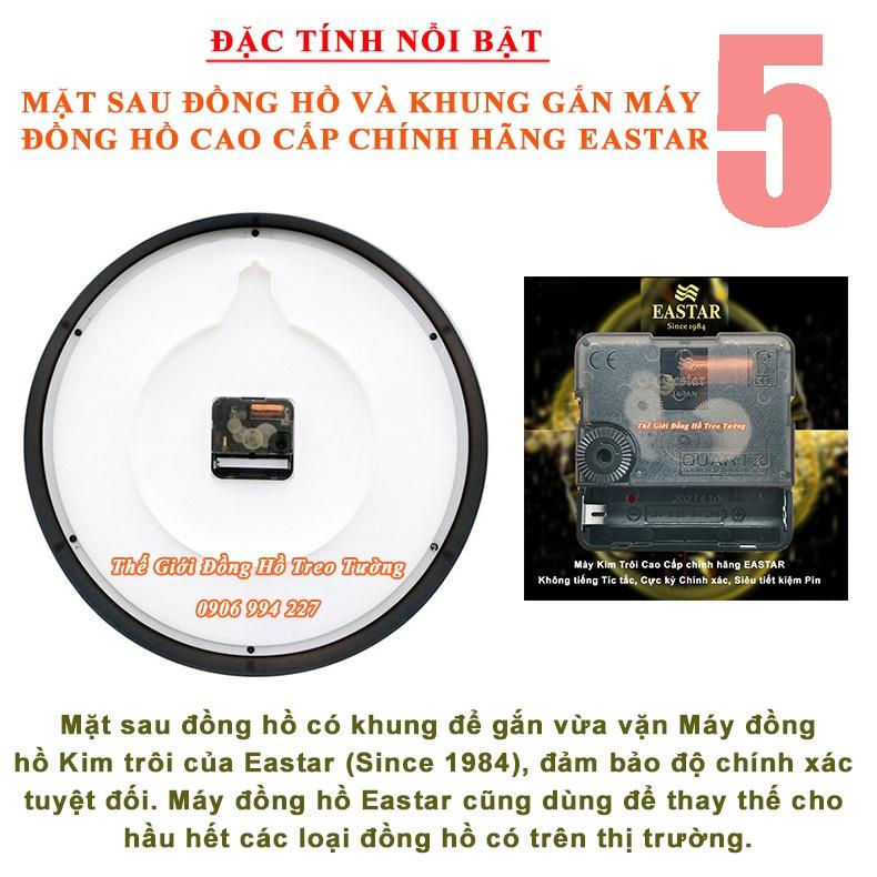 Đồng Hồ Treo Tường EASTAR Cao Cấp Tròn – Số Dập Nổi Máy KIM TRÔI – Bảo Hành 2 Năm – Tặng Pin Maxell