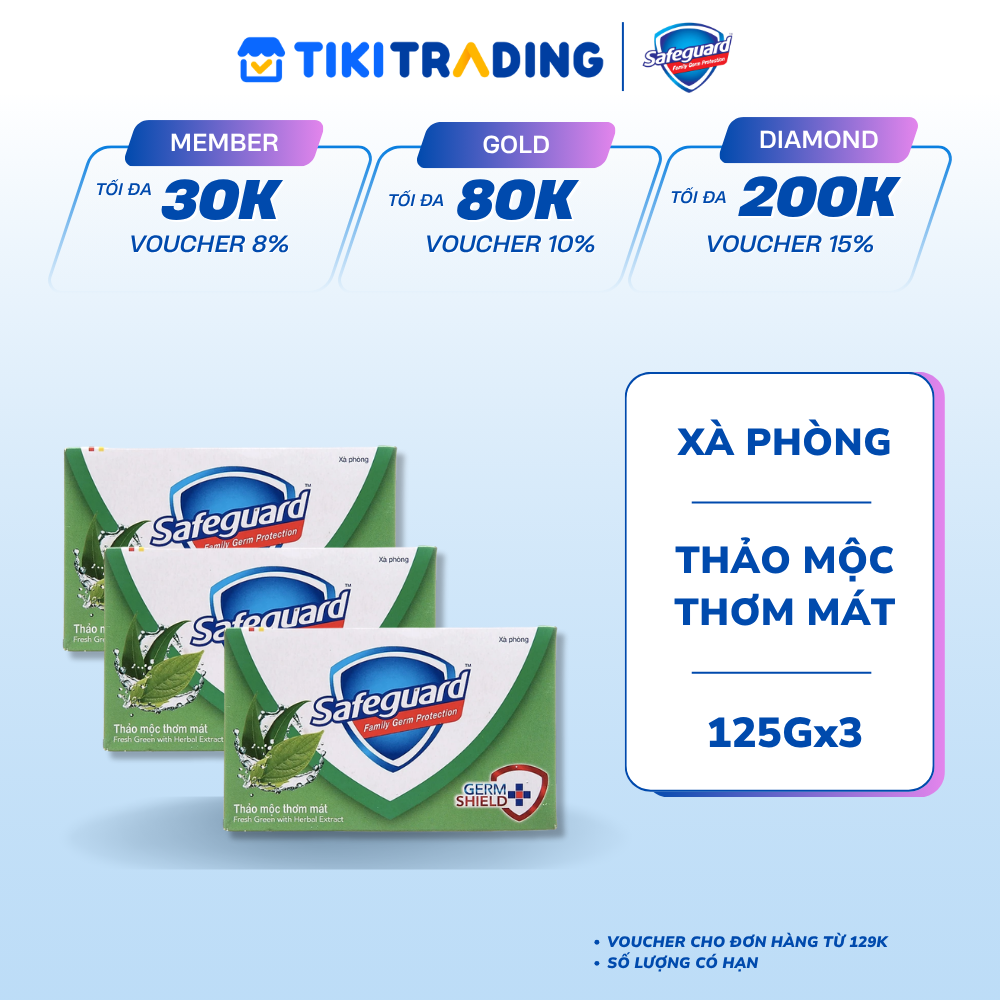Combo 3 xà phòng Safeguard Thảo mộc thơm mát bộ 3 bánh (125gx3)