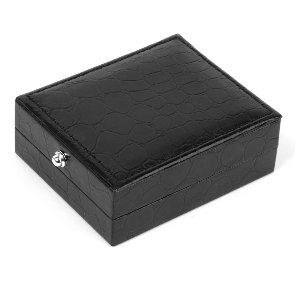 Black Leather Cufflinks Display Case Gift Box Jewelry Organizer Holder
