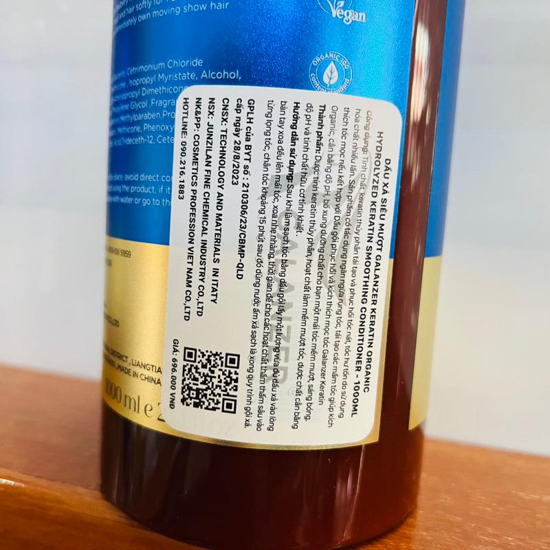 BỘ DẦU GỘI XẢ GALANZER KERATIN MỀM MƯỢT PHỤC HỒI - DƯỠNG ẨM - SẠCH GÀU DẦU BẾT 1000ML + GỘI XẢ GÓI KARSEELL 15ML
