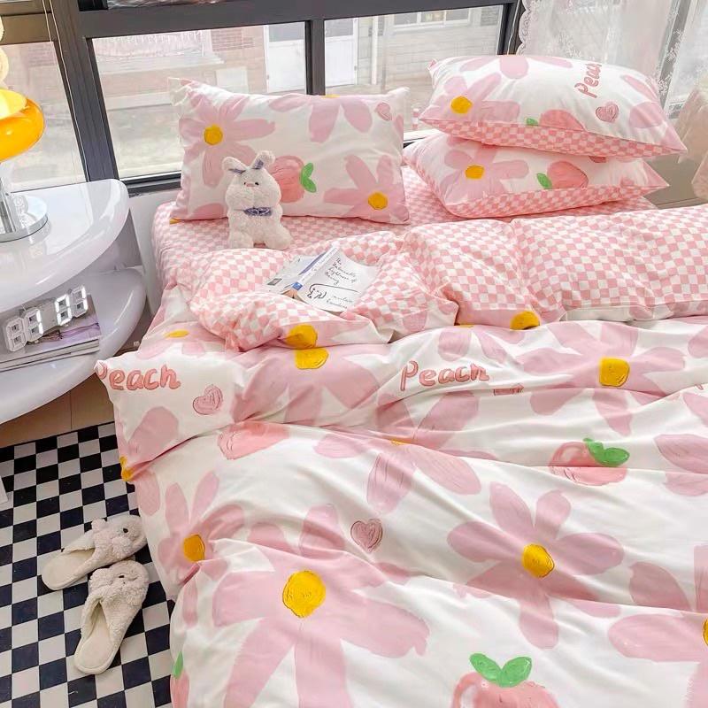 Set Chăn Ga Gối Cotton 100%côtton Hàng Nhập Khẩu Cao Cấp 4 Món Nhẹ Nhàng