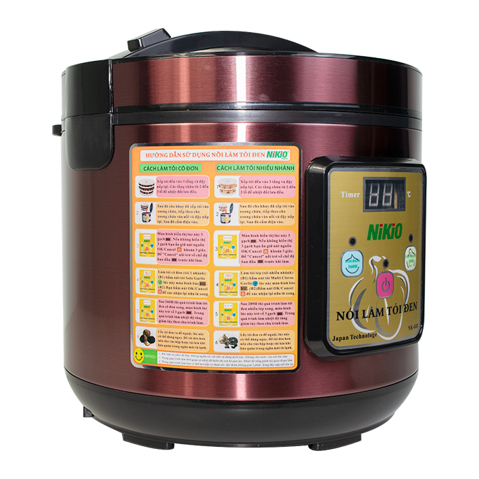 Máy (Nồi) Làm Tỏi Đen Nikio NK-688 - Dung Tích 5 Lít, Làm Được 1.5 Kg Tỏi, Công Nghệ Ủ Tỏi Nhật Bản Cho Tỉ Lệ Thành Công 99%, Tự Động Sấy Khô Giúp Tỏi Thơm Ngon Chuẩn Vị - Đỏ Tím