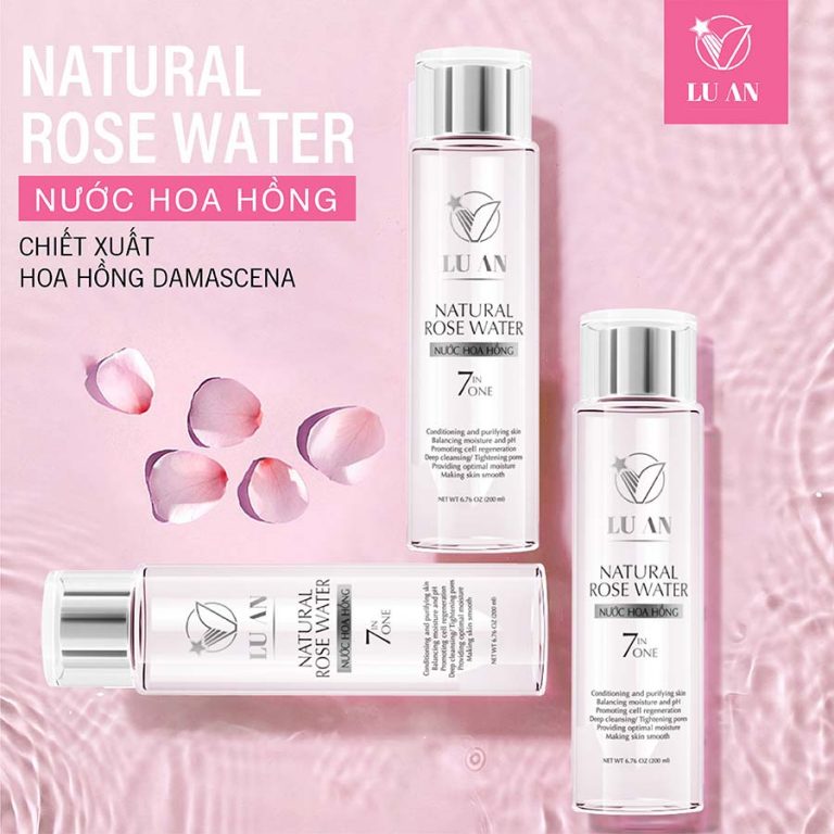 Nước Hoa Hồng Giúp Da Cân Bằng Độ Ẩm Và Se Khít Lỗ Chân Lông V LU AN Natural Rose Water 7IN1