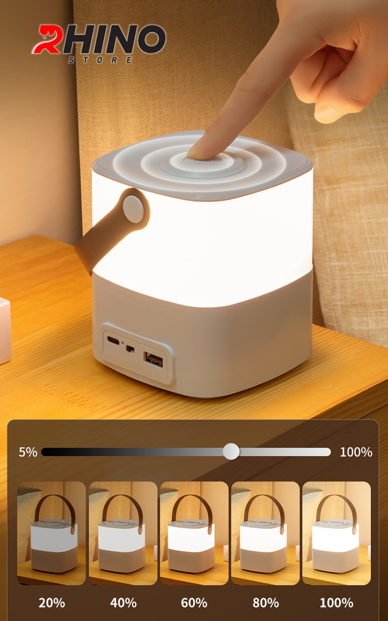 Đèn ngủ, đèn học 3 ánh sáng Rhino L701 Tích điện, kèm quai treo