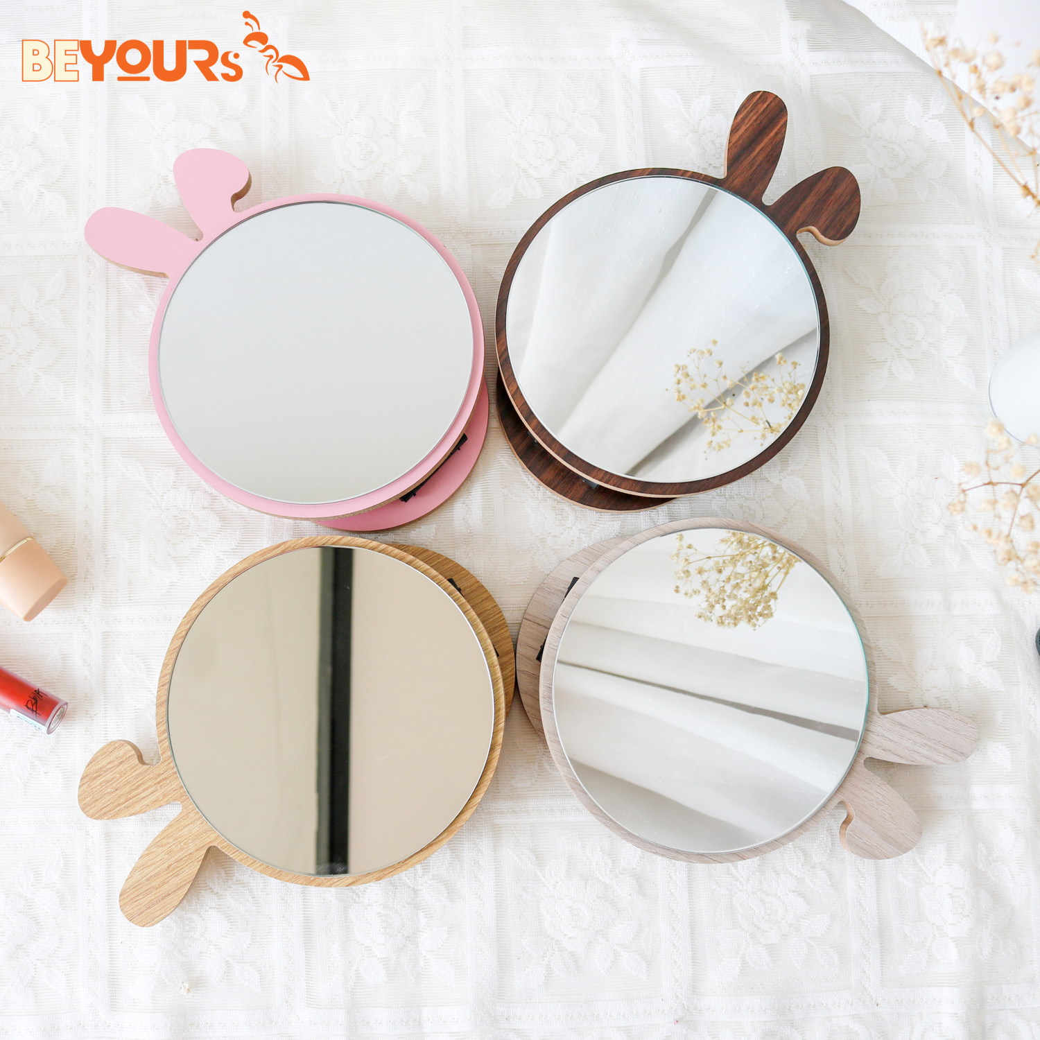 Gương Trang Điểm Nghệ Thuật Để Bàn BEYOURs MAKEUP MIRROR ART Version 2023 Màu Ngẫu Nhiên Có Pat Điều Chỉnh Gấp Gọn Tiện Lợi