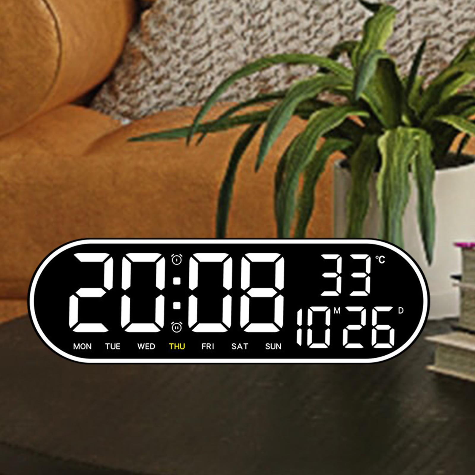 LED Wall Clock Table Clock Temperature Multifunctional Adjustable Silent Wall Mounted Remote Control Alarm Clock for Study Room Home Bedroom