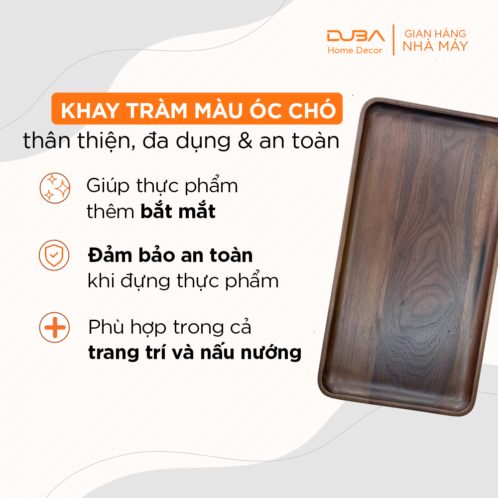 Khay gỗ óc chó, thớt gỗ decor, dĩa gỗ chuẩn an toàn xuất khẩu Châu Âu - DUBA (Hàng XK Đức)