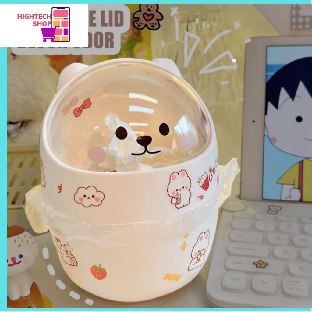 Thùng rác mini để bàn hình gấu dễ thương kèm sticker