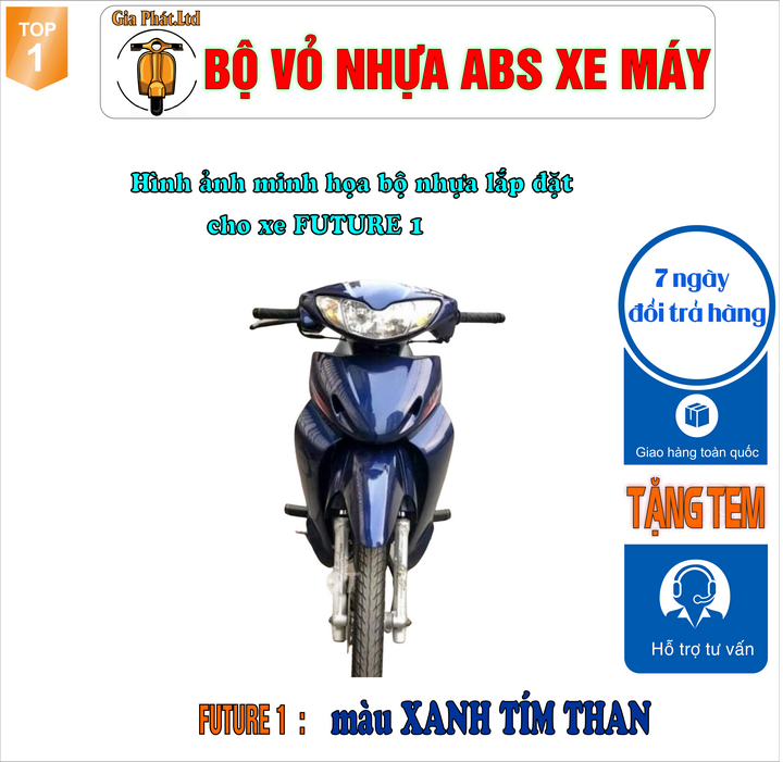 [TẶNG TEM] Bộ nhựa dàn áo màu Xanh Tím Than gắn xe FUTURE 1 - Nhựa ABS nguyên sinh cao cấp-TKB-817-2026