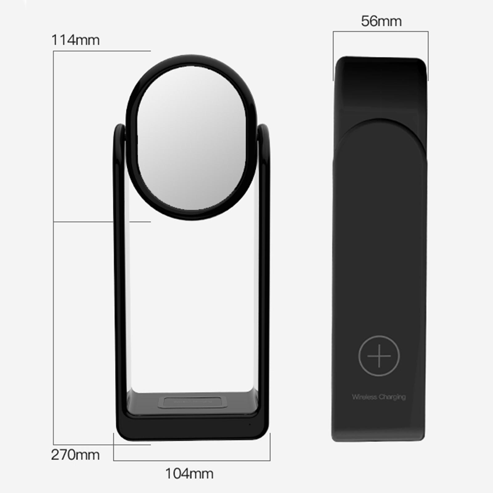 Wireless Charger, 3 in 1 Smartphone Wireless Charger with Makeup Mirror and 3 Color Modes Desk LAMP Touch Control for Charging Lighting Makeup