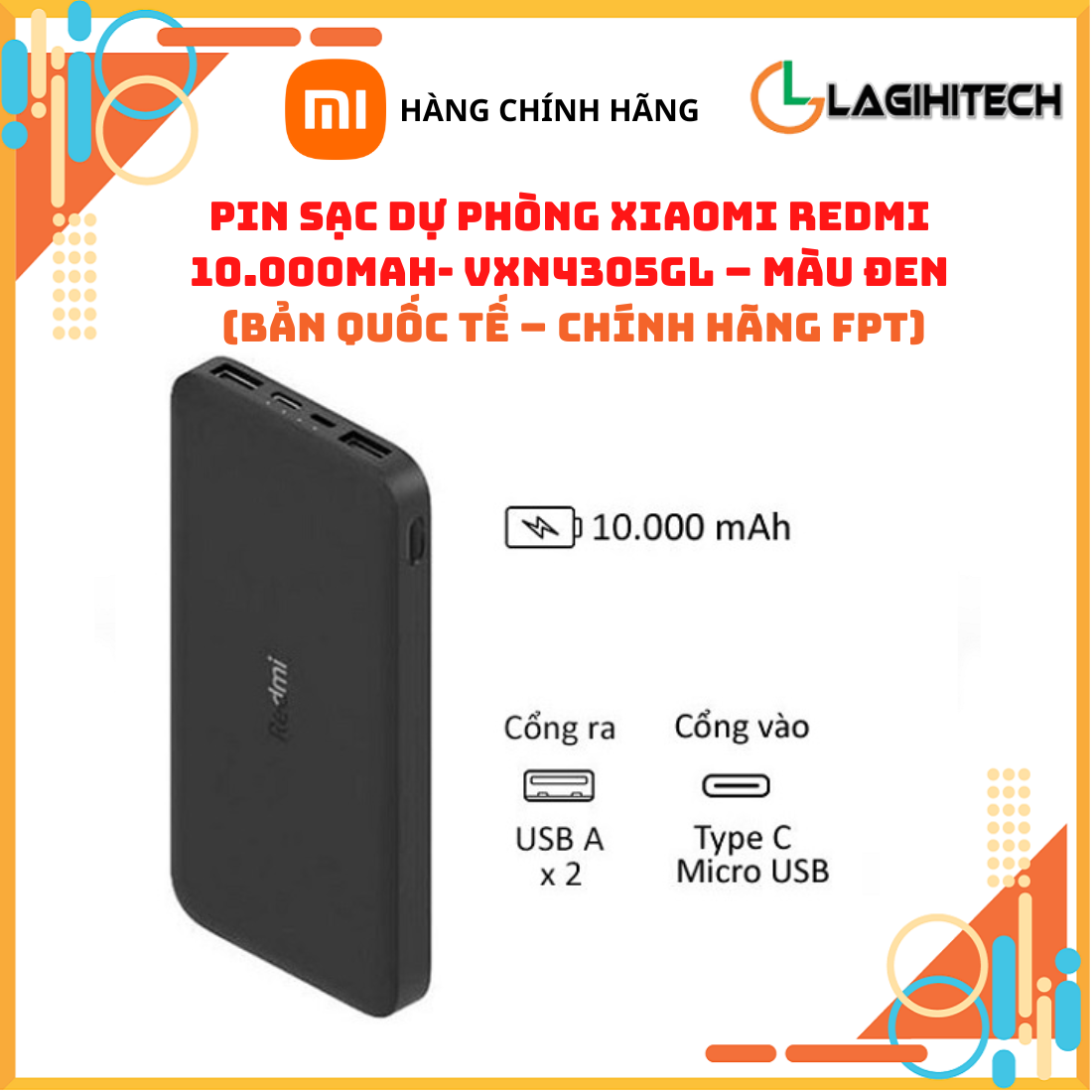 Hình ảnh Pin Sạc Dự Phòng Xiaomi Redmi 10.000mAh / Redmi 18W Fast Charge 20000mAh - Màu Đen Bản Quốc Tế – Hàng Chính Hãng FPT