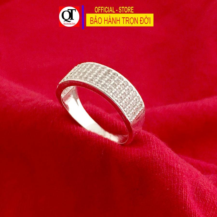 Nhẫn nữ mặt full đá chất liệu bạc ta thích hợp đeo tất cả ngón tay trang sức Bạc Quang Thản – QTNU70