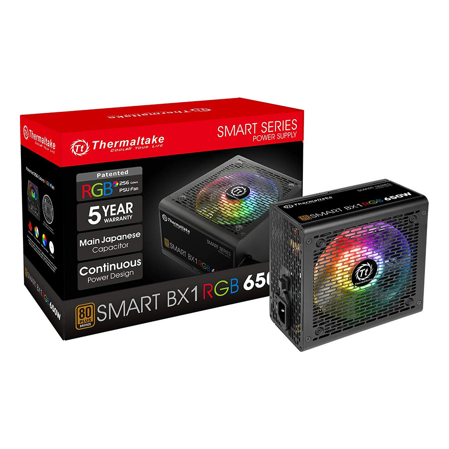 Nguồn Máy Tính PSU Thermaltake Smart BX1 RGB 650W 80 Plus Bronze PS-SPR-0650NHSABX-1 120mm - Hàng Chính Hãng