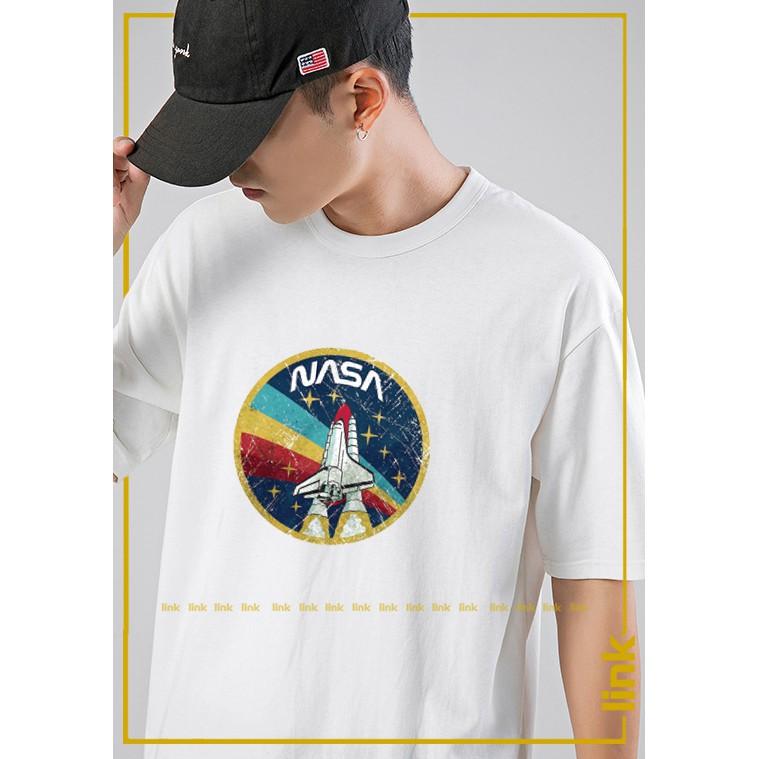 Áo thun cổ tròn cotton NASA SPACE tay lỡ chất mát ( Đen, Trắng )