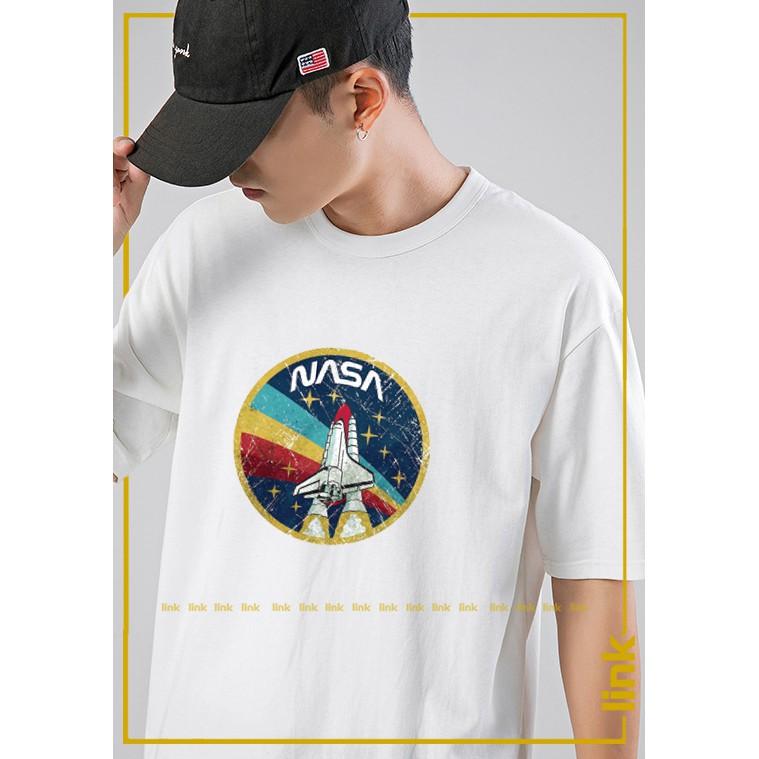 Áo thun cổ tròn cotton NASA SPACE tay lỡ chất mát