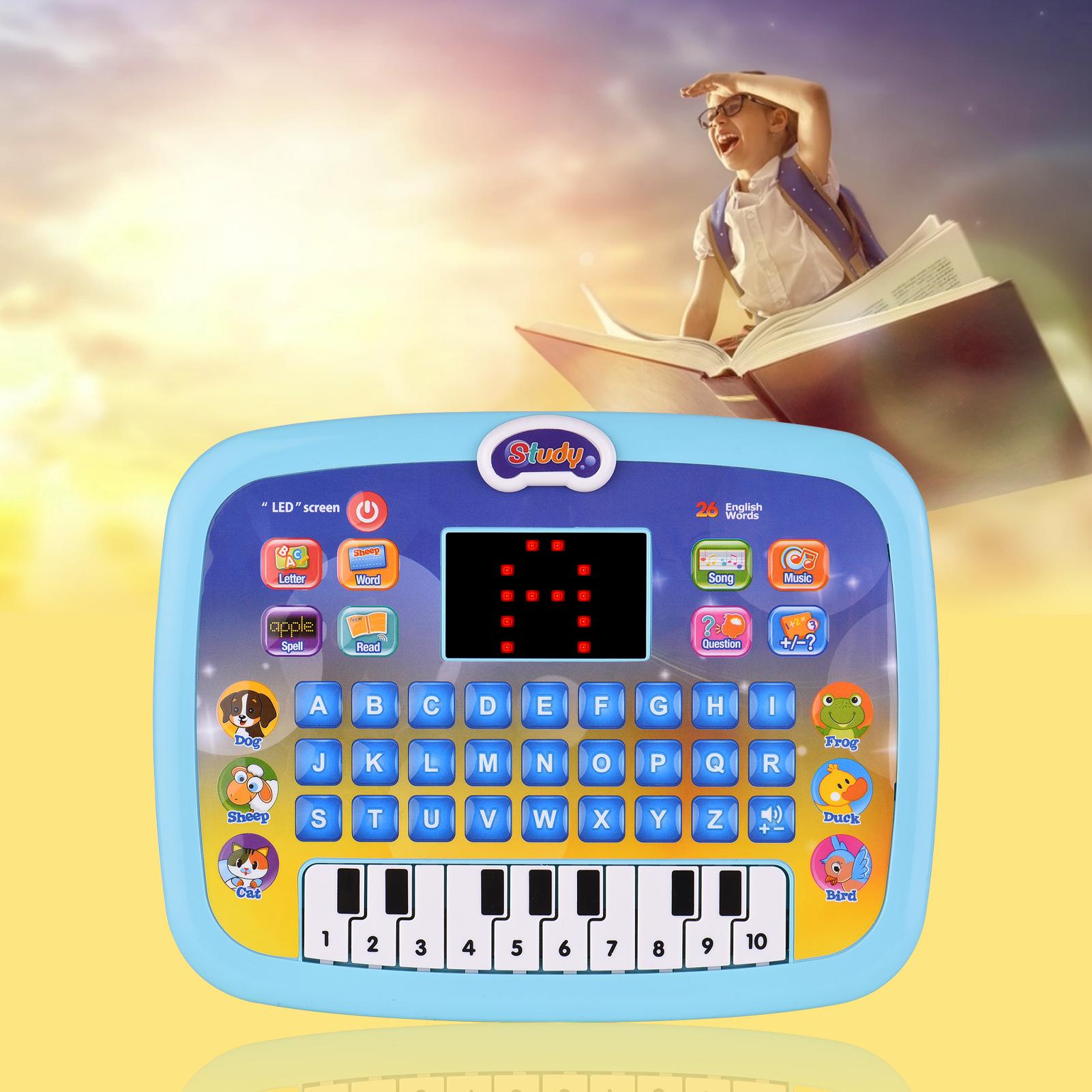 Early Educational Toy Learning Tablet Toddler Computer Toy with LED Screen Display 8 Learning Modes Gift for Age 3-6