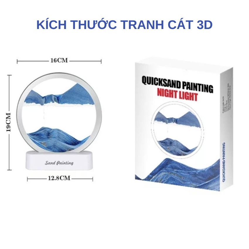 Tranh cát chảy 3D chuyển động tích hợp đèn LED tráng gương cao cấp dùng trang trí làm quà tặng hoặc đèn ngủ