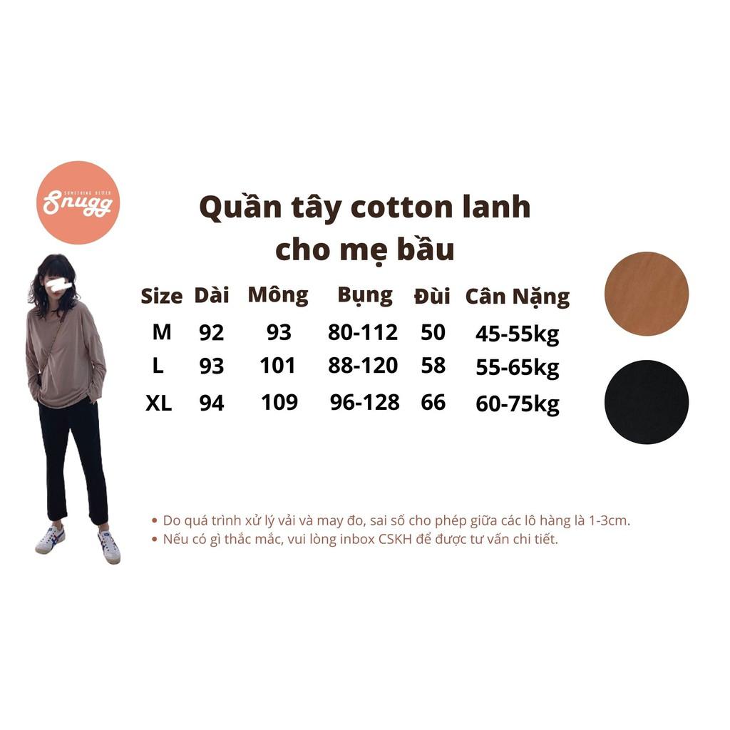 Quần baggy cotton lanh cho mẹ bầu - Quần bầu hè Dandelion 2021-Snugg