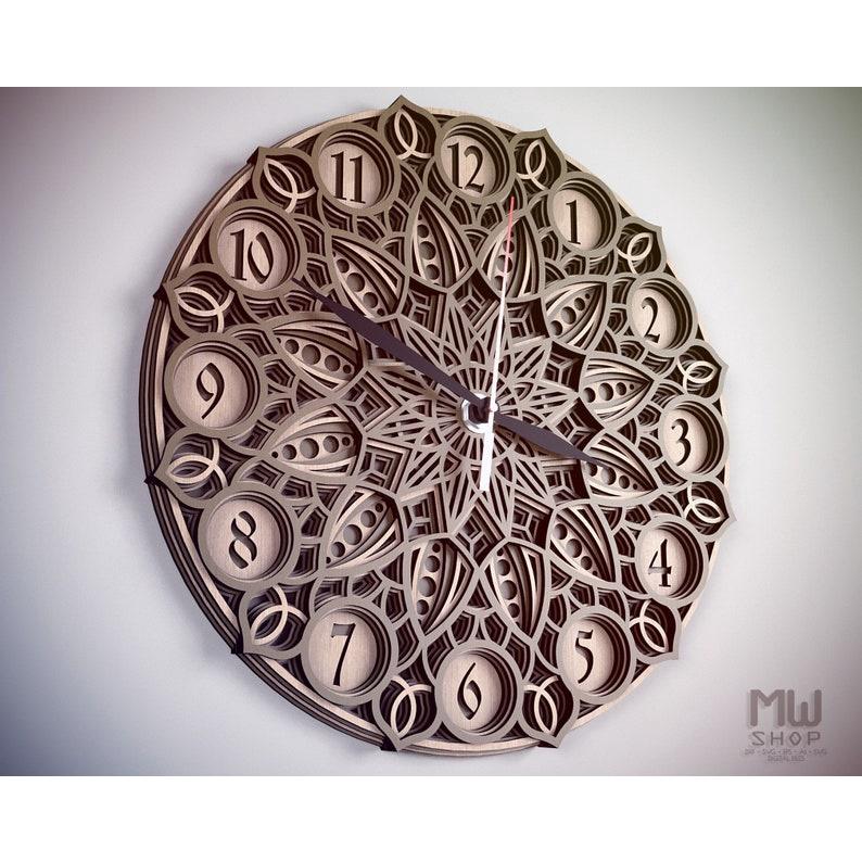 Đồng hồ trang trí kiểu mandala mẫu 02