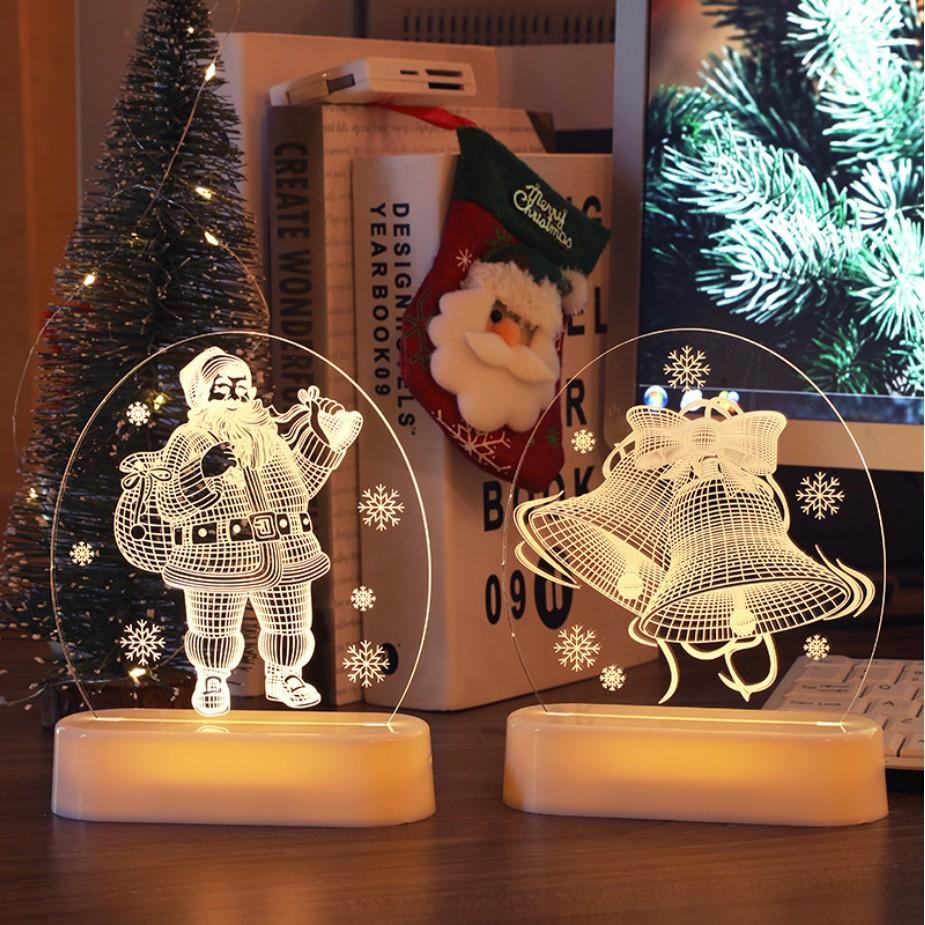 Đèn ngủ để bàn 3D bằng kính làm quà tặng Giáng Sinh NOEL