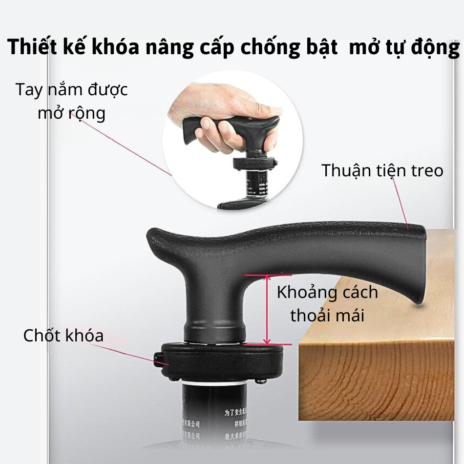 Gậy Đi Bộ Kiêm Ghế Ngồi Gấp Gọn, Gậy Chống Cho Người Già Batoong Gậy Dã Ngoại Đa Năng