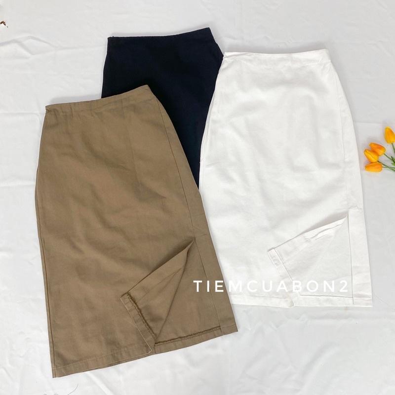 Chân váy kaki thô