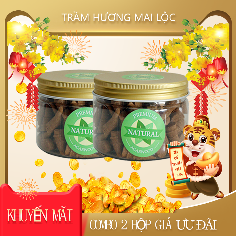 Nụ trầm hương mini cao cấp Hộp Vàng Combo 2 hộp