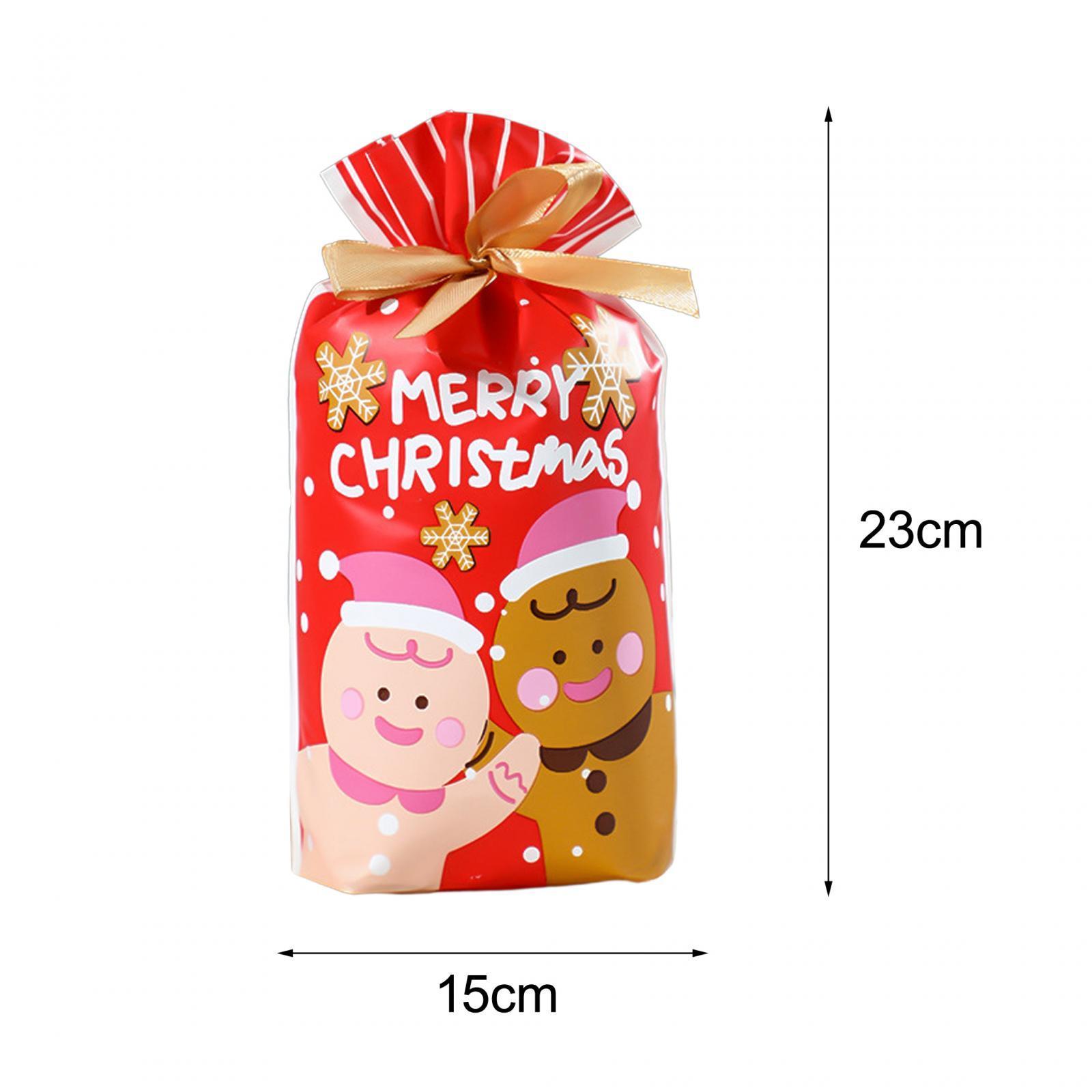 50Pcs Gift Bags Gift Wrapping Bags Christmas Present Bags Xmas Party Favors Reusable Christmas Theme Storage Bags Cookie Bags